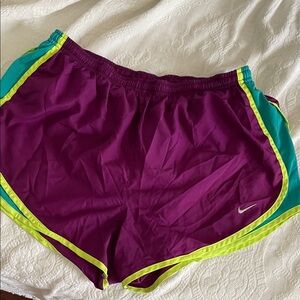 Nike Purple and Green Pro Tempo Running Shorts